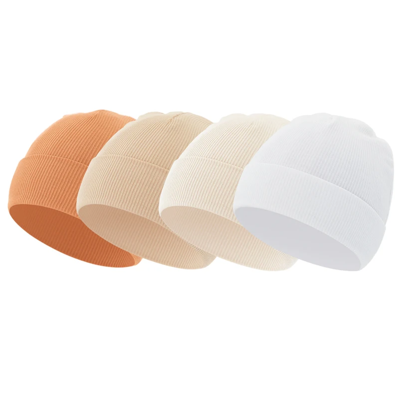 4Pcs Newborn Beanie Baby Hat for Girls Boys Cotton Knitted Infant Bonnet Toddler Cap Kids Accessories Newborn Gift 0-12M - Image 3
