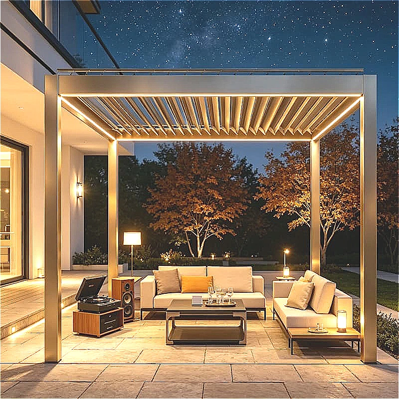 Luxury Villa Pergola 3x6m Aluminum Motorized Louvered Waterproof Roof For Patio Garden Backyard Carport Shade Customized