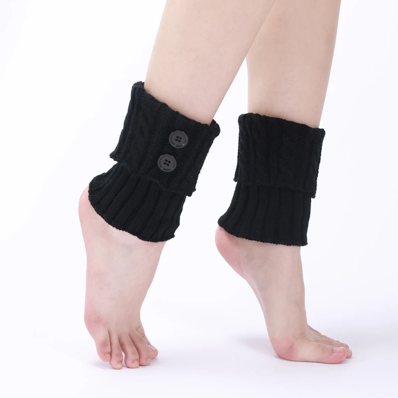 Calcetines de lana con giros de masa frita para mujer, calentadores de piernas de ganchillo de Color sólido, cubierta de botas, calcetines para mantener el calor, polainas, novedad