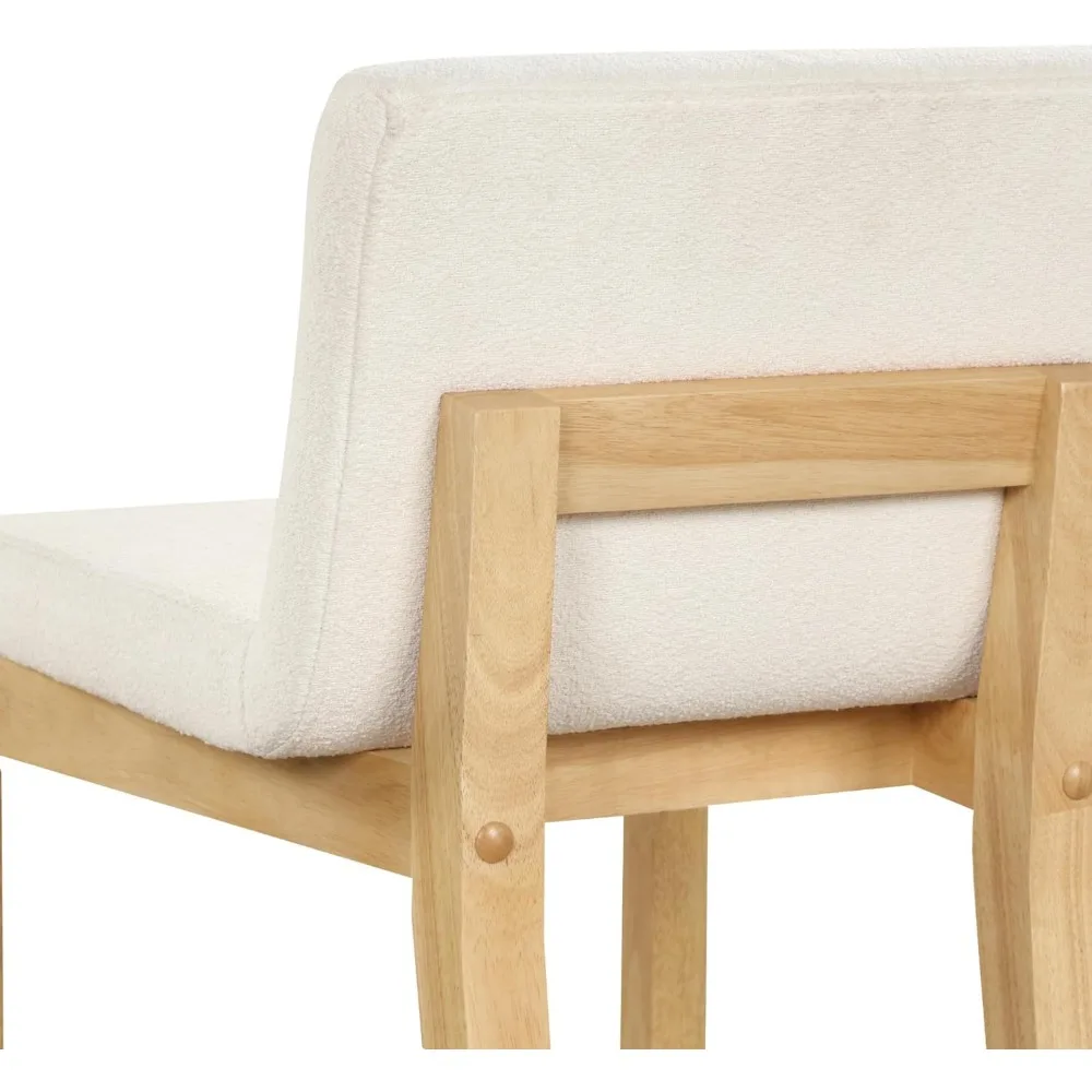 Gracie-Tabouret de bar moderne avec dossier, chaise en lin texturé naturel