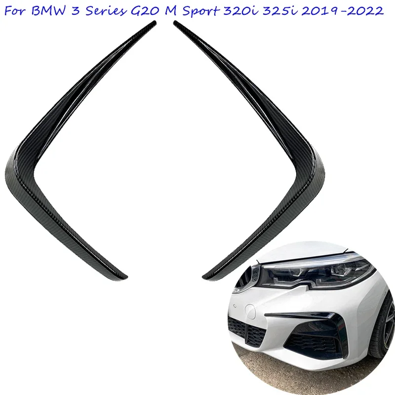

For BMW 3 Series G20 M Sport 320i 325i 2019 ~ 2022 Car Front Bumper Splitter Spoiler Side Canards Flags Wind Knife Trim Cover