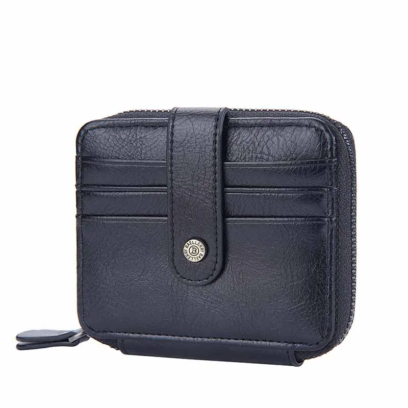 

New Men Short Leather Short Wallet European American Business Multi-slot Zipper Wallet Card Holder Carteira Billfold Money Clip