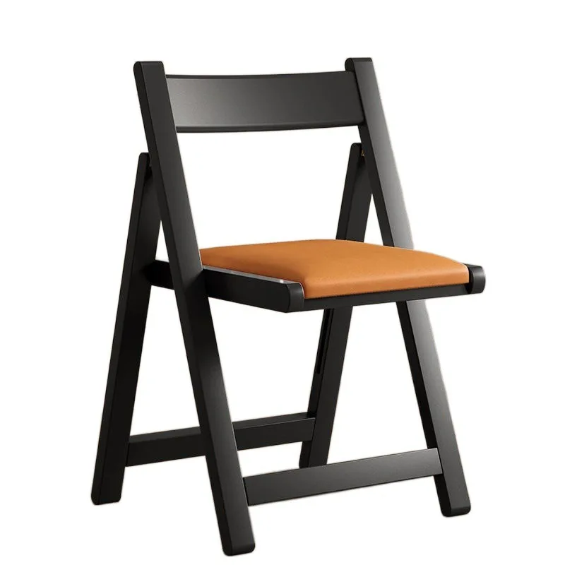 

Folding dining chair solid wood soft bag indoor dual-purpose portable backrest simple small apartment