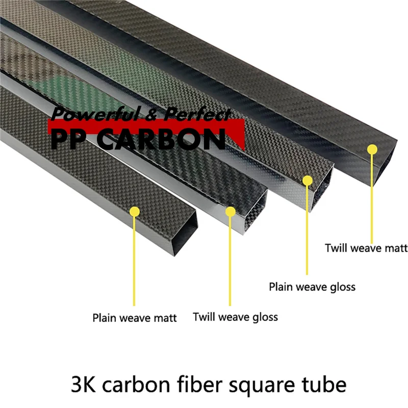 1PC 500mm Carbon Fiber Square Tube OD 30mm 35mm 36mm 40mm 45mm 50mm 56mm 70mm 80mm 90mm 100mm for Hardness Composite 3K Material