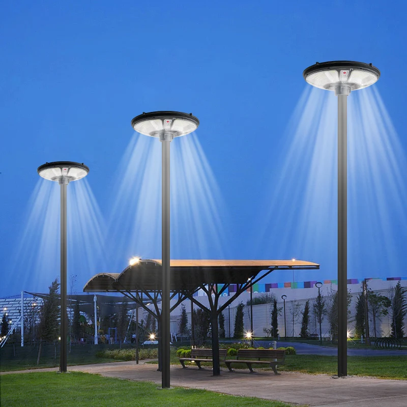 Solar Powered UFO Street Light 600W LED Motion Sensor Dusk to Dawn Outdoor Waterproof Security Lamp for Yard Garden Pathway