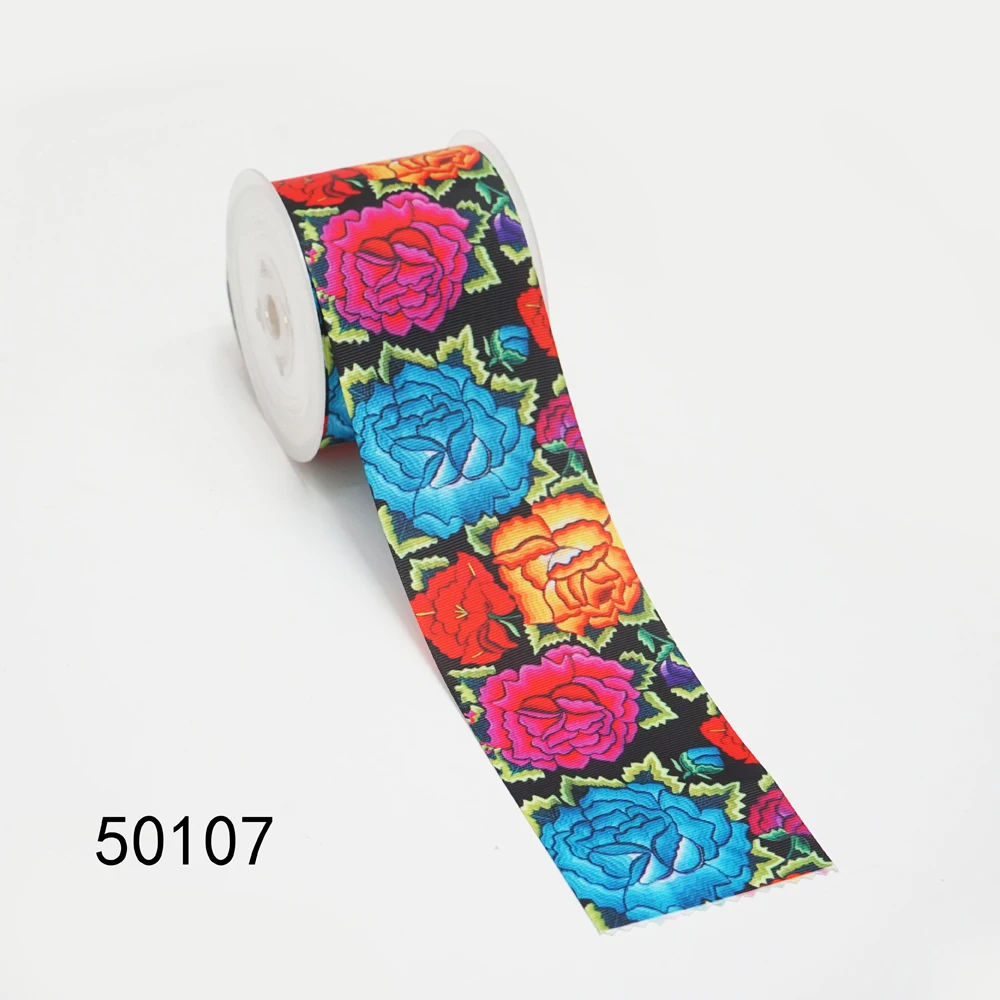 DIY Cartoon Flower Printed Grosgrain Ribbon For Craft Supplies Sewing Accessories 5 Yards. 50107