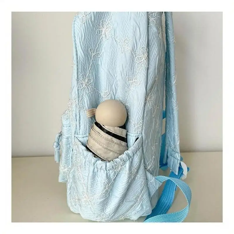 Nylon-Rucksack mit süßem Schleifenmuster, großes Fassungsvermögen, leicht, mehrere Taschen, Schultasche, lässiger Alltagsrucksack für Studenten und Pendler – Detail 23