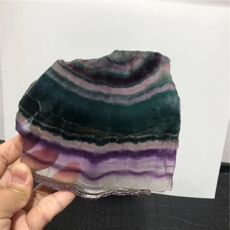 570g Natural healing gemstone polished Colorful rainbow blue Fluorite crystal slice for feng shui decoration