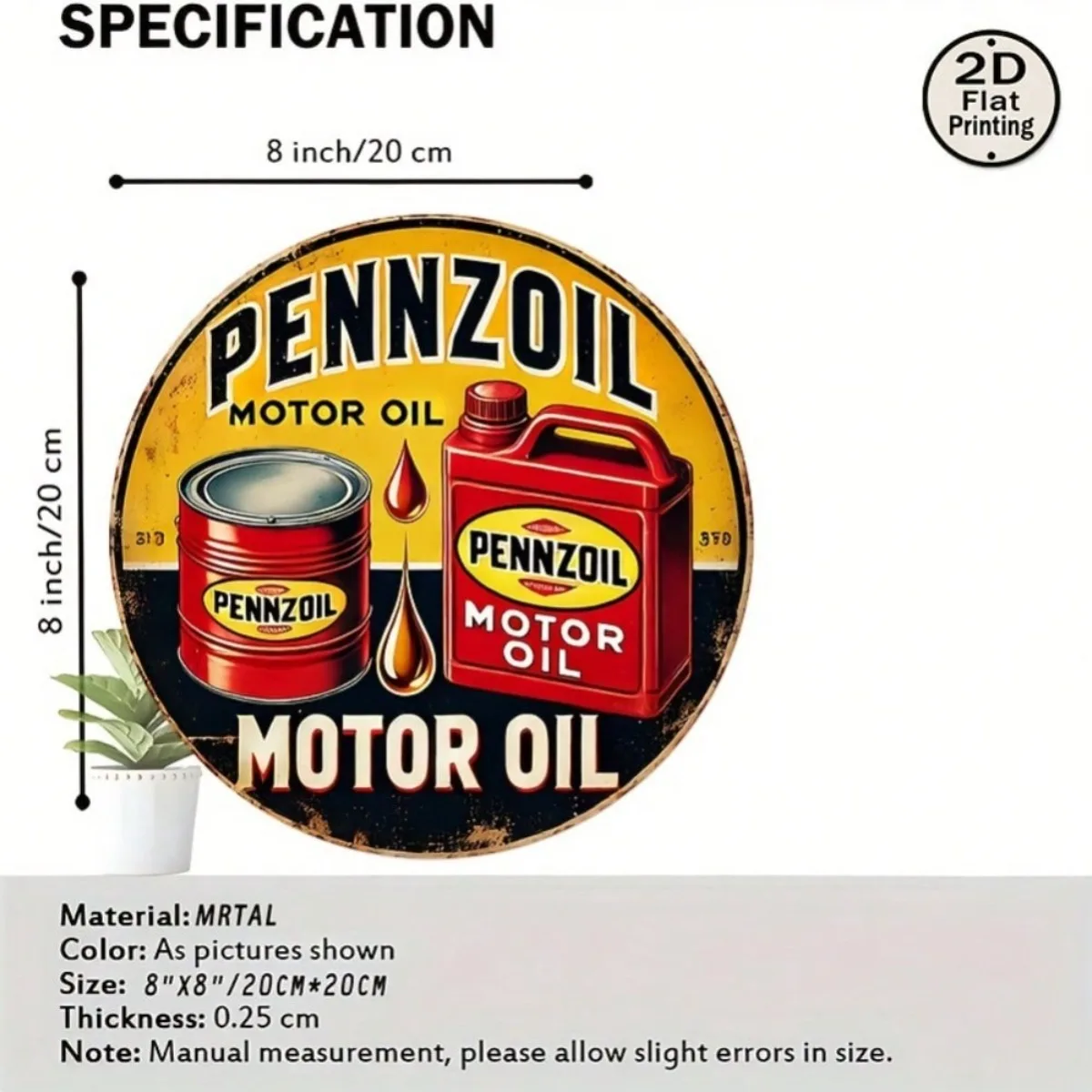 Pennzoil Vintage Motor Oil Metal Sign - Retro 8x8 Inch Garage Decor, Heavy-Duty Indoor/Outdoor Wall Art For Man Cave & Car Lover
