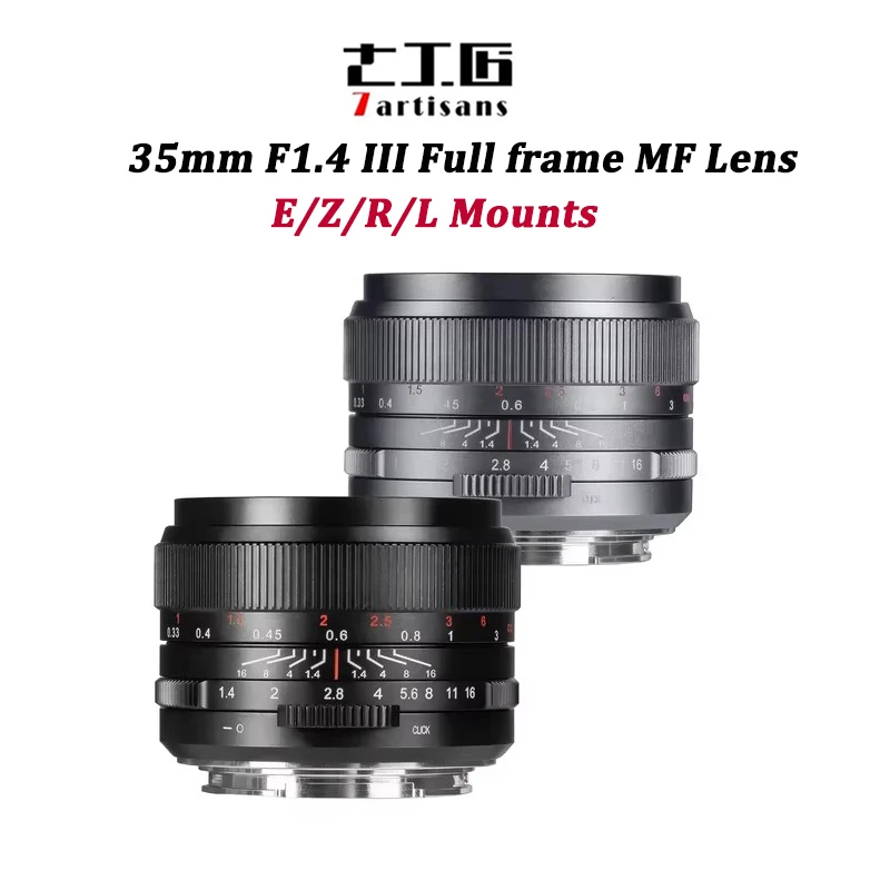 

7artisans 35 мм F1.4 III Полная рамка Prime объектив с ручной фокусировкой для Nikon Z Z50 ZFC Leica SL Sigma FP Sony E alpha 7 Canon RF EOS-R
