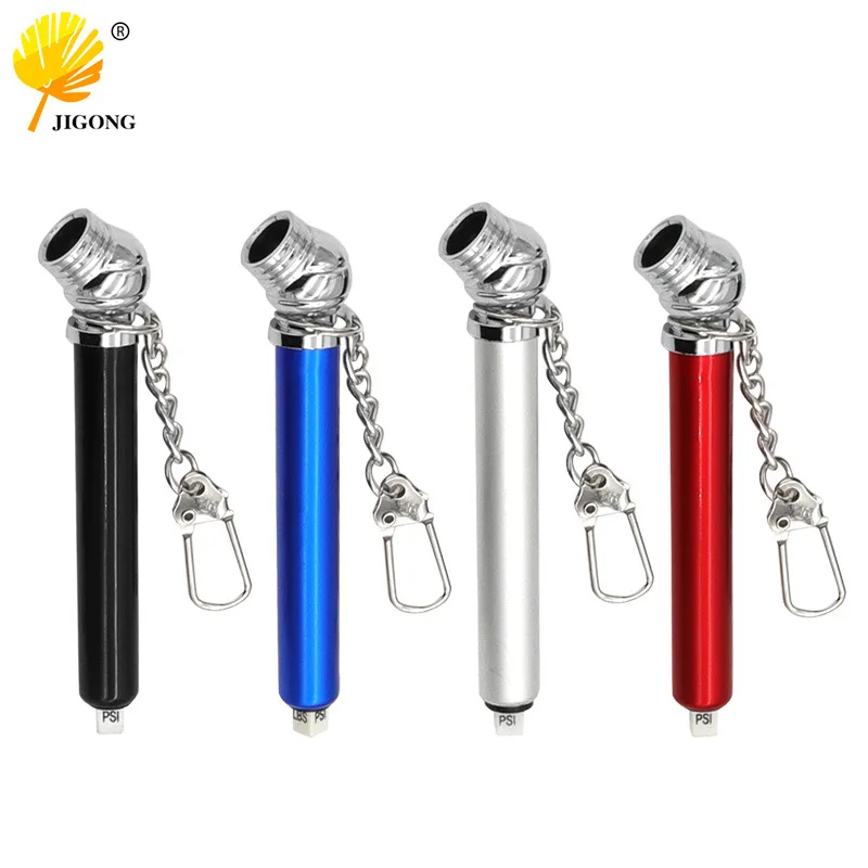 Mini tire gauge for fast pressure measurement, mini portable tire pressure gauge with chain, press-type interface is tight and r