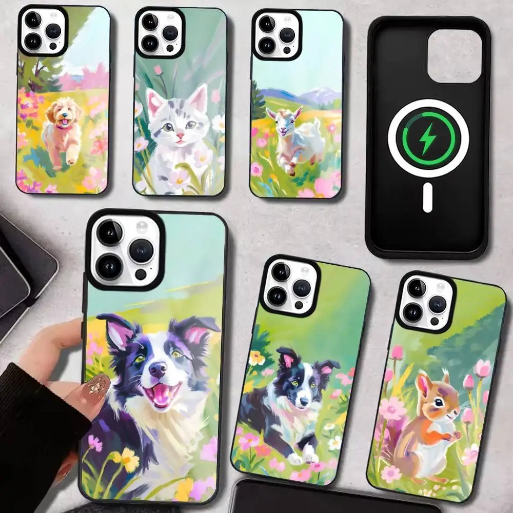 

Watercolor Graffiti Cute Animals Phone Case For iPhone17,16,15,14,13,12,11 Plus,Pro Max Magnetic For Magsafe Wireless Charging