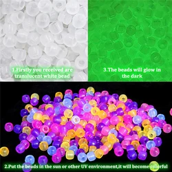 100pcs Color Changing UV Beads Mixed Color Glow In The Dark Beads DIY Jewelry Making Bracelets Necklace