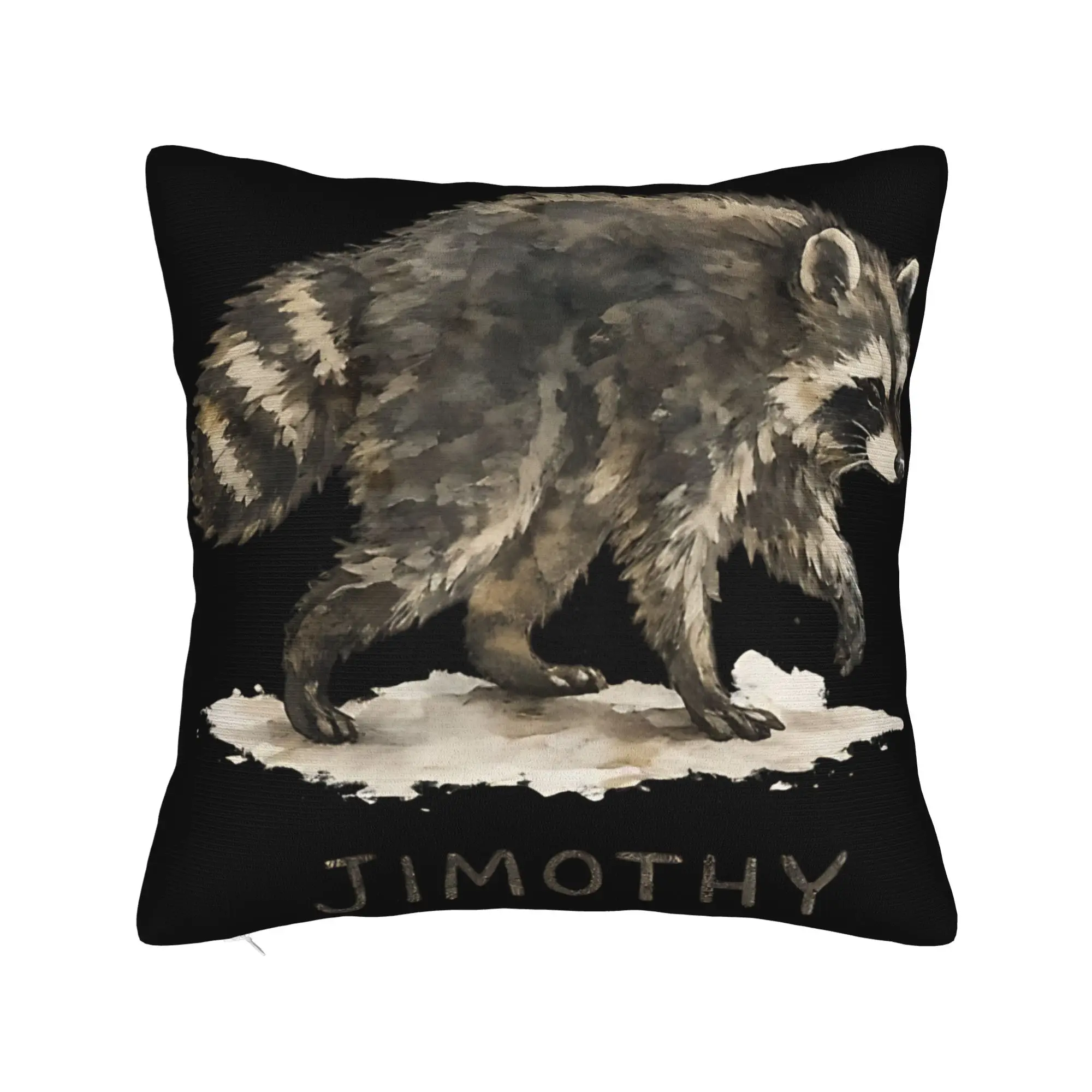 Jimothy Watercolor Walking Raccoon Art Pillow Cover  Soft Cushion Cover Funny Pillow Case For Sofa Bedroom Home Decor