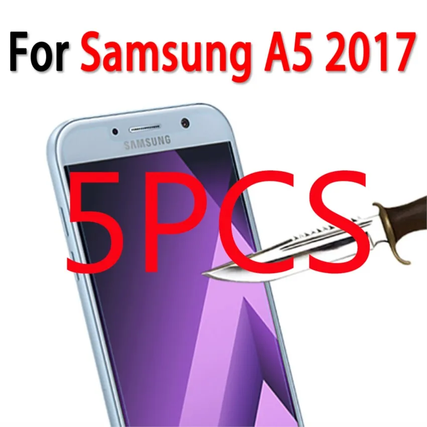 5pcs for samsung galaxy a5 2017 tempered glass screen protector cover on for samsun galaxy a 5 2017 a520 a5200 a520f film case