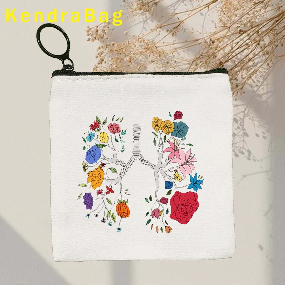 Funny Anatomy RN Doctor Nurse Anatomical Heart Brain Medical Nursing Gifts Stethoscope Key Coin Purse Canvas Bags Pouch Wallet