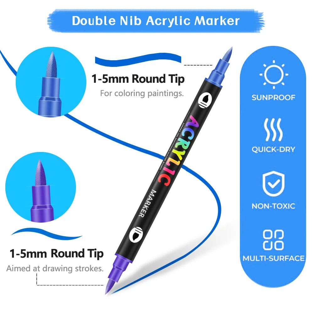 12/24/36 Pcs Highlighter Color Pen Double Headed Double Color Marker Art Marker Set Art Stationery School Office Supplies