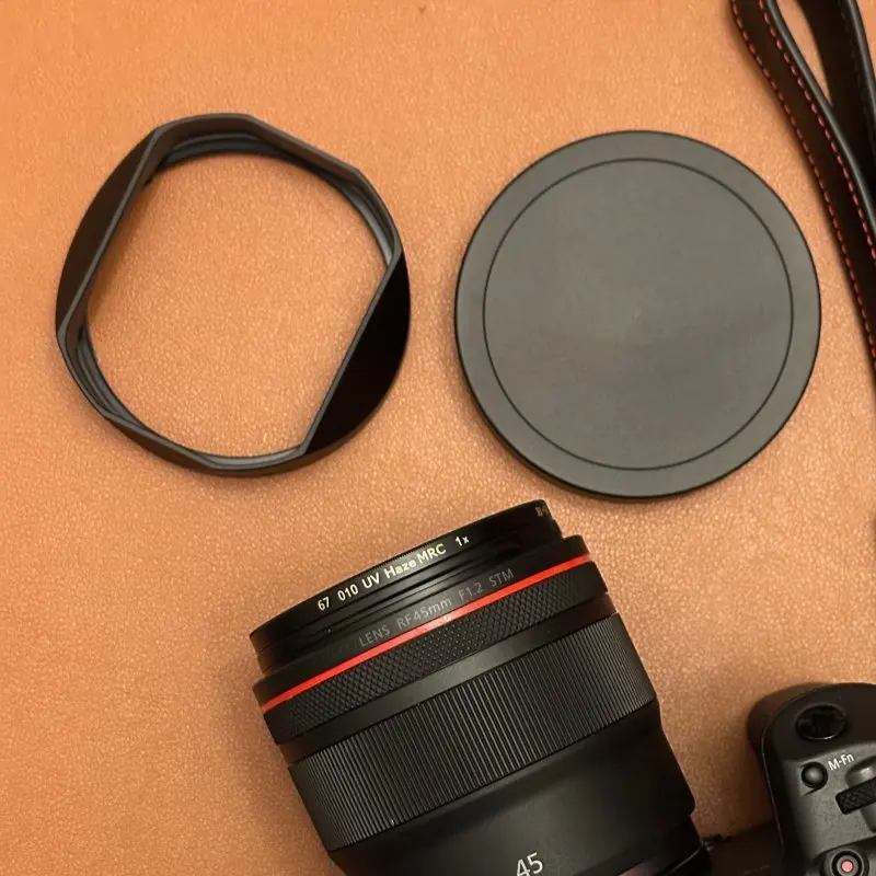 金属アルミニウム合金製角型レンズフード キャップ付き キヤノンRF45mm