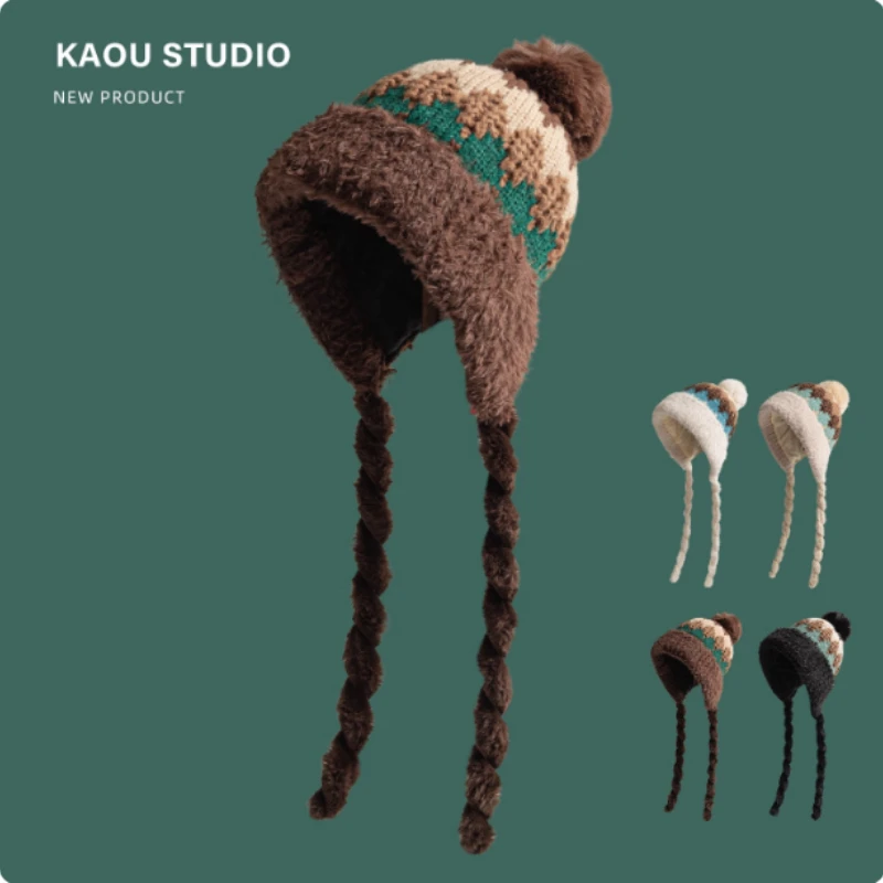 新しい冬レトロエスニックスタイルぬいぐるみプルオーバーキャップ男性と女性屋外肥厚暖かい乗馬耳保護フライングボンバーハット