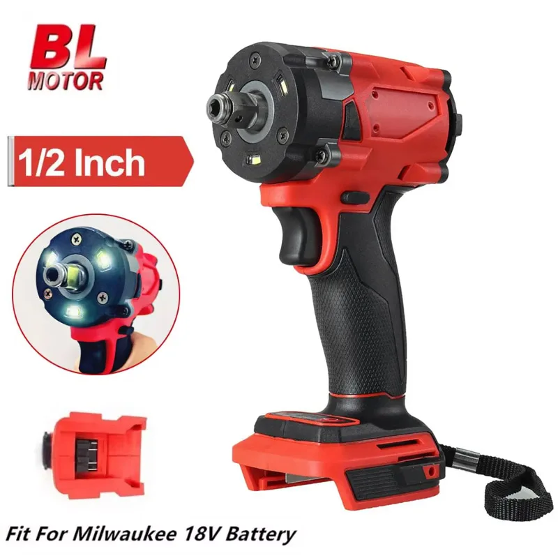 

Brushless Impac Wrench 500N.m Electric Driver 1/2" Repair Cordless Screwdriver 4 Gears Power Tools for Milwaukee 18V Battery