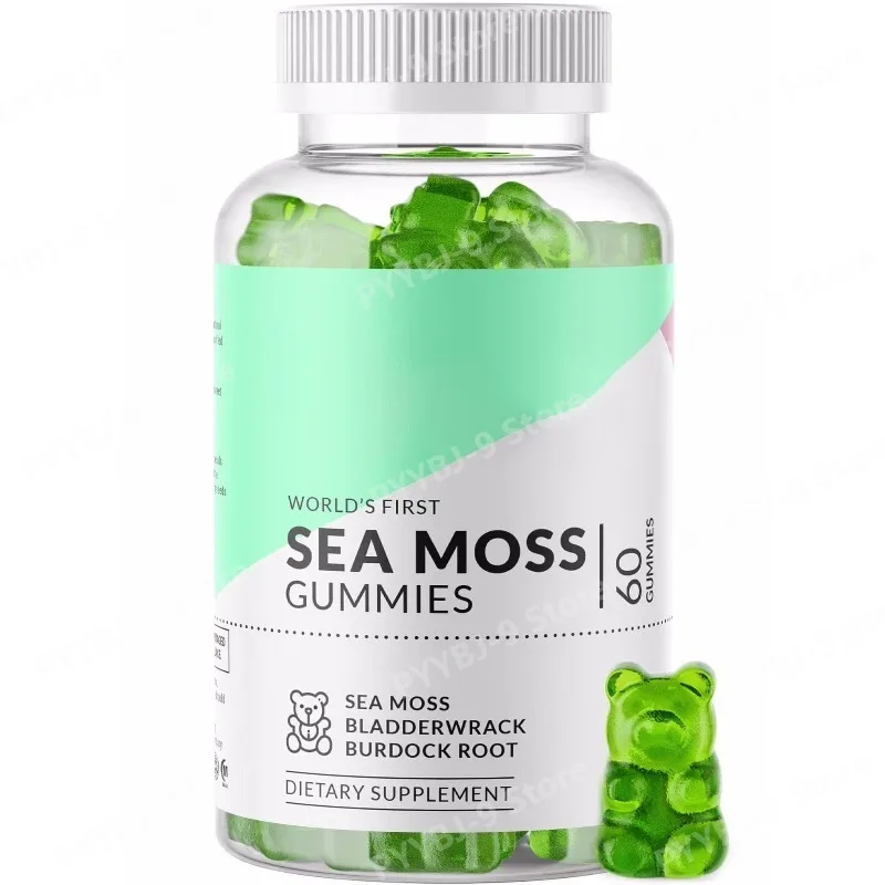 

Sea Moss Gummies with Burdock Root, Plant Based Herbal Formula, Vegan Pectin Chews, Daily Alkaline Supplements, 60 Count