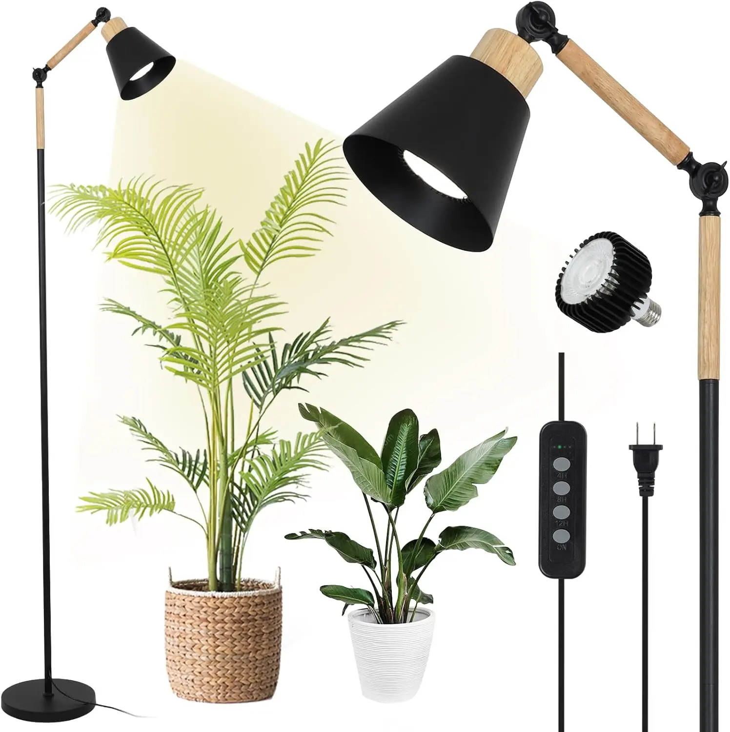 

Full Spectrum Grow Light for Indoor Plants, 20W COB Bulb with Timer, Adjustable Standing Lamp 75''