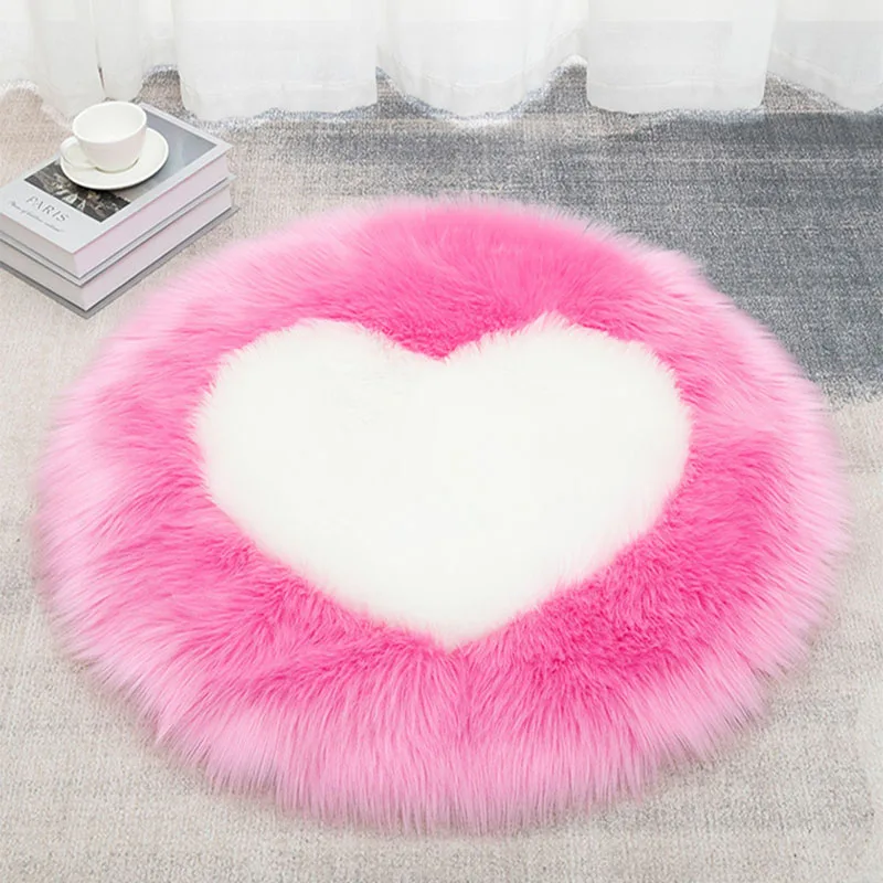 Heart Shaped Carpet Fluffy Round Carpet For Living Room Floor Mats Fluffy Wool Rug Children Bedroom Decorative Fur Area Rugs