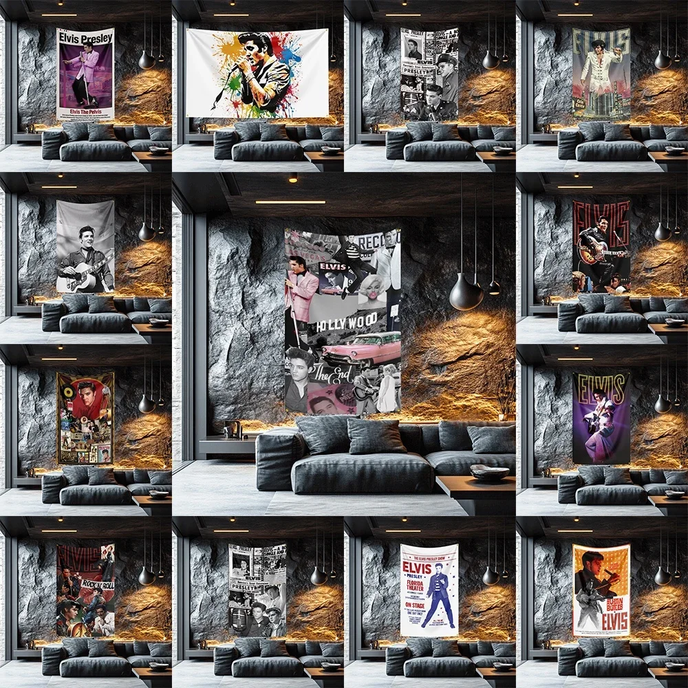 Elvis Tribute Band Flag  Polyester Decorative Banner For Garage Wall Decor Rocker Gift