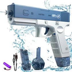 Electric Water Storage Gun Pistol Shooting Toy Portable Children Summer Beach Outdoor Fight Fantasy Toys for Boys Kids Game