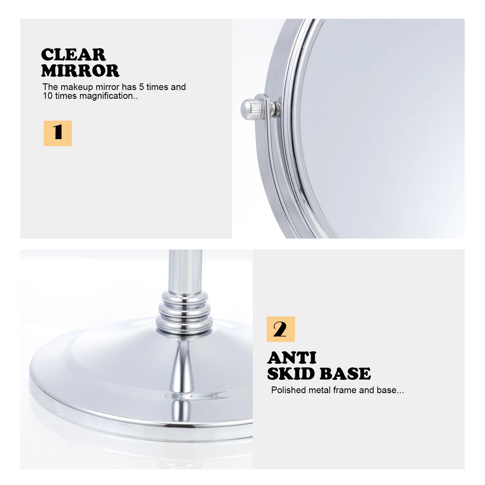 

Mirror Desktop Double Sided Vanity Double-sided Tabletop Makeup Silver Mirrors for