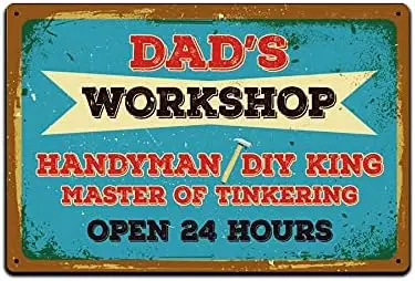JPs Parcels Tin Signs Shop Wall Décor - Metal Sign for Workshop or Wood Working Gift  in. Dads Workshop Handyman DIY King Master