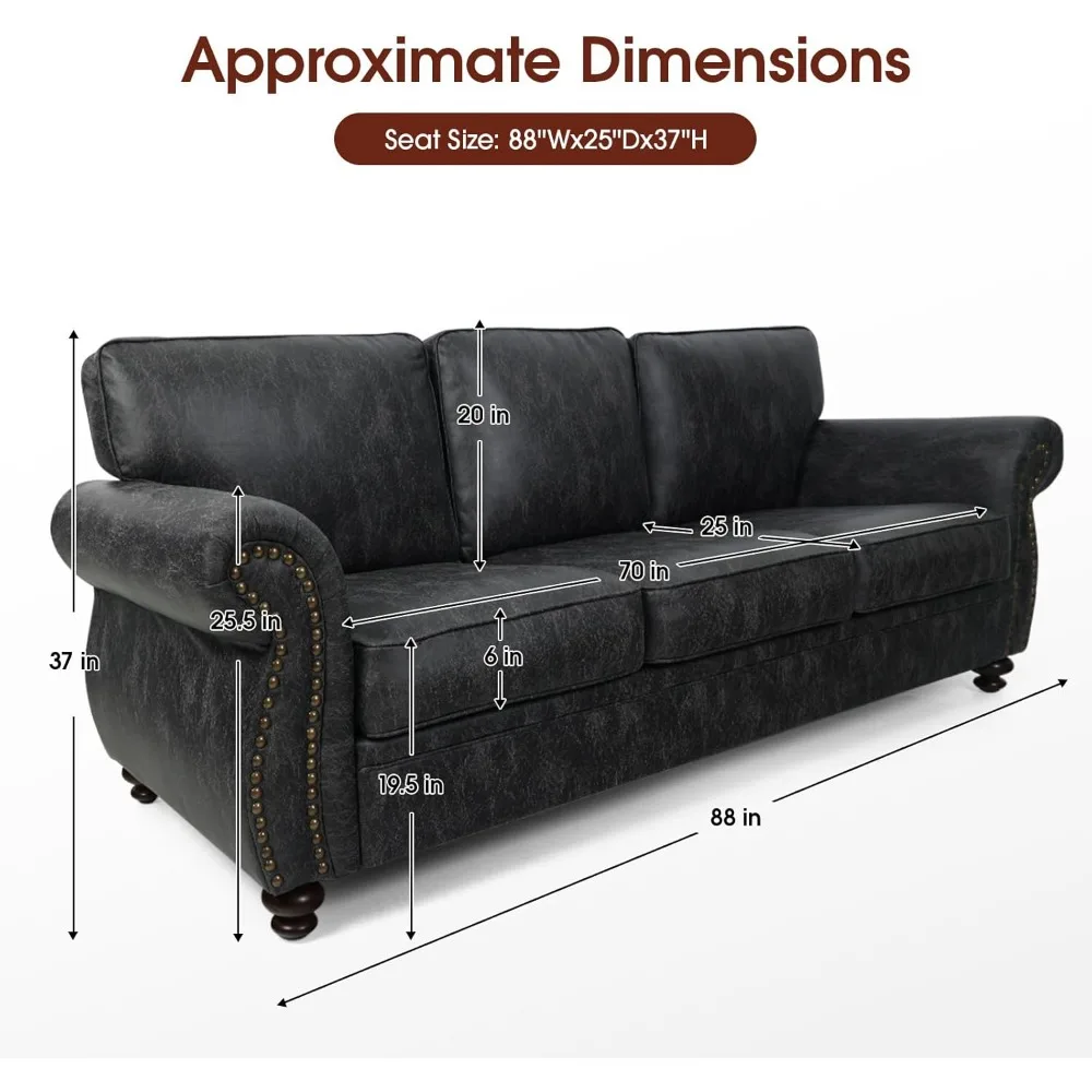 Sofa Couches with Rivet Design,loveseat Sofas,Removable Sofas Cover Upholstered Cushions, Sofa