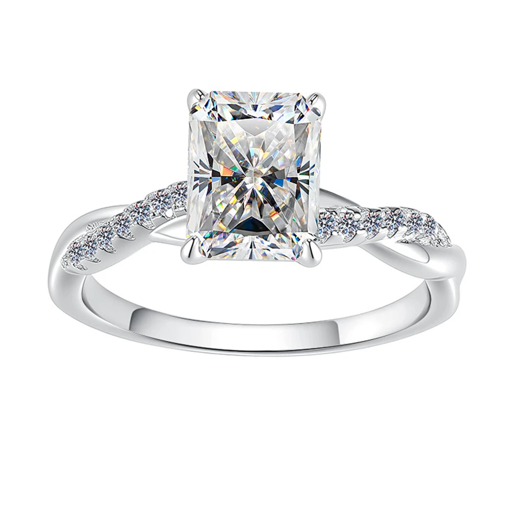 D Color VVS1 1-2CT Moissanite Ring S925 Sterling Silver Wedding Rings for Woman Marry Party Jewelry Gift
