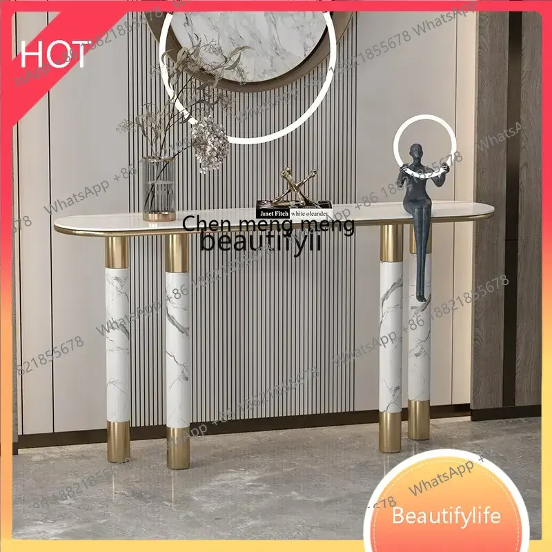 

new Italian Minimalist Affordable Luxury Style Console Simple Modern Entrance Hall Side View Table Stainless Steel Console Tabl