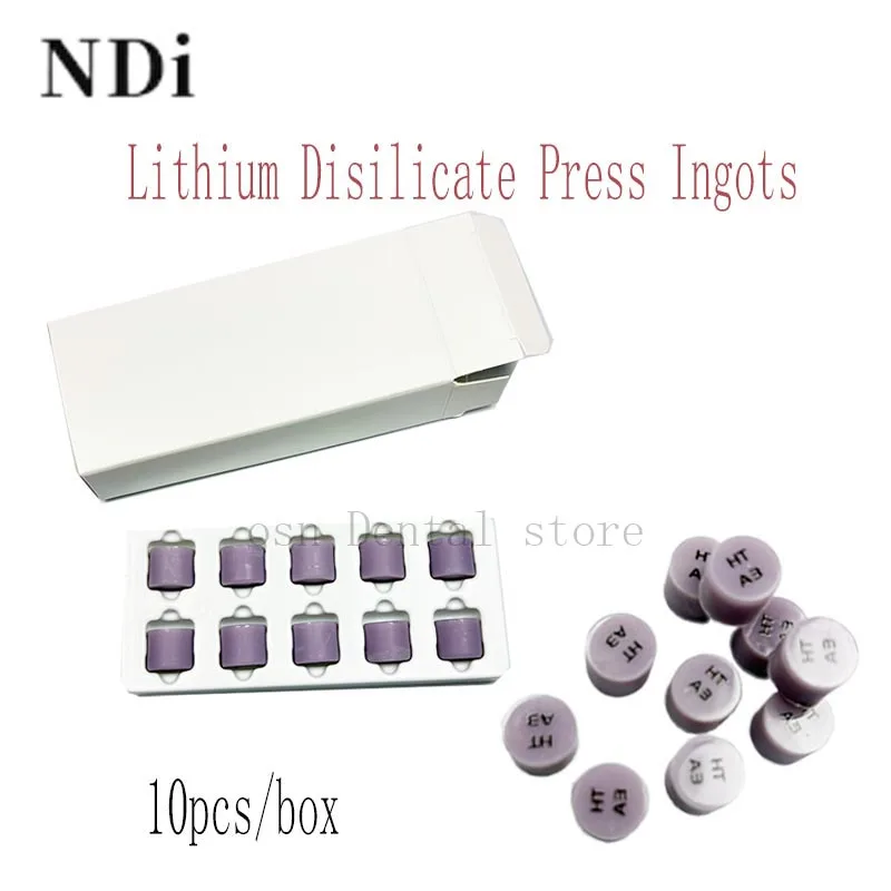10Pcs/Box Dental Press Ingot Lithium Disilicate Tablets Glass Ceramics Purple HT LT for Veneer immediate restoration Materials