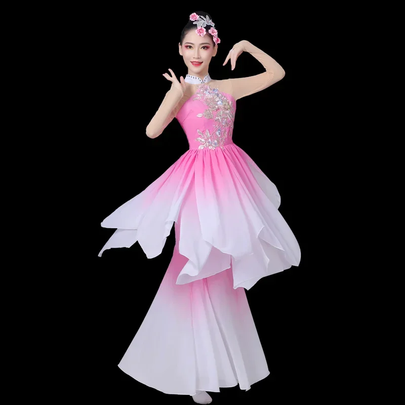 Abbigliamento Hanfu per danza Yangko in stile cinese Danza classica popolare cinese Antico rosa Yangko Indossa danza quadrata nazionale