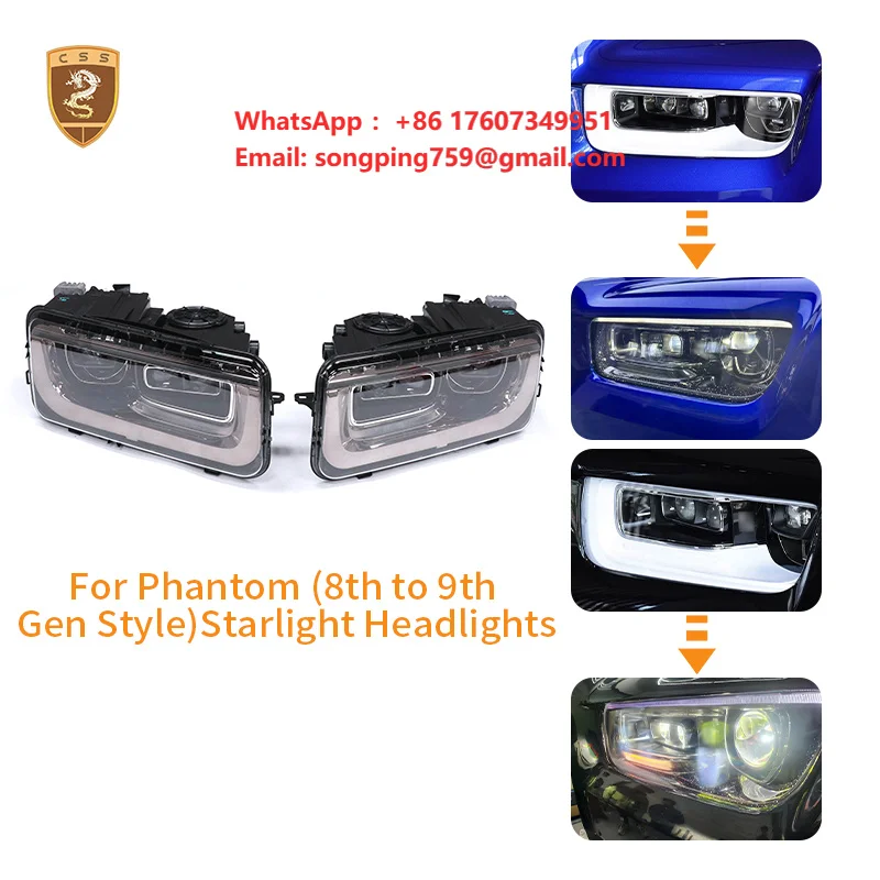 New Arrival LED Headlight 8th Gen Upgraded 9th Gen Starry Sky Headlights for Rolls Royce Phantom Front Lighting Headlights