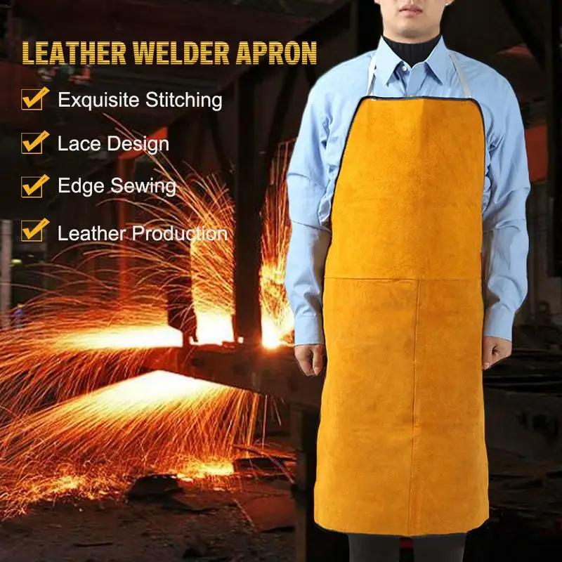 Leather Welder Apron Heavy Duty Flame Retardant Welding Work Apron Unisex Adjustable Work Shop Protective Clothing