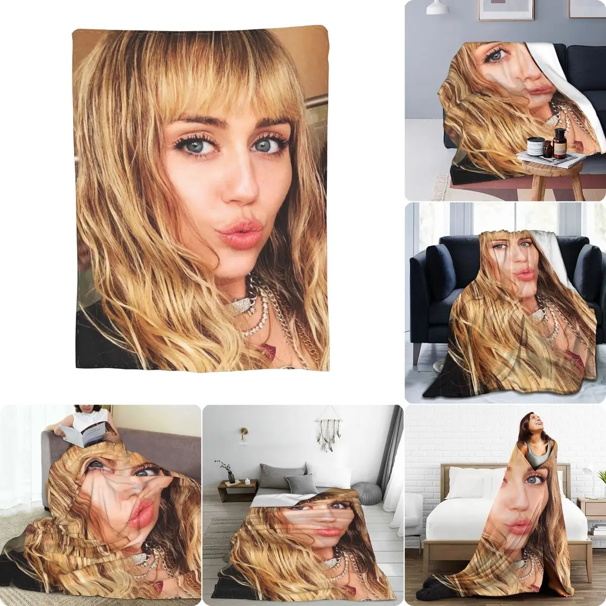 Miley Cyrus Ultra-Soft Micro Fleece Blanket Velvet Classic Coral Fleece Mechanical Wash