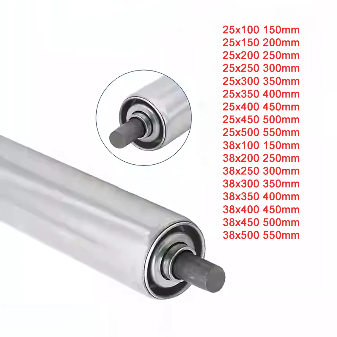 

1Pcs Galvanized Gravity Roller Conveyor Dia 25mm 38mm 50mm 60mm Total Length 150 200 250 300 350 400 450 500mm