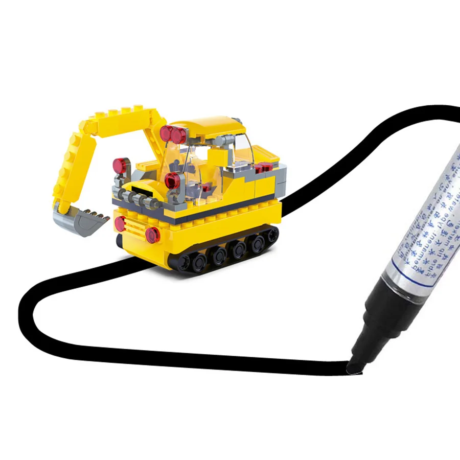 Line Inductive Pen Car Creative Toy DIY Building Blocks Christmas Gift (Pen Appearance Color Random)