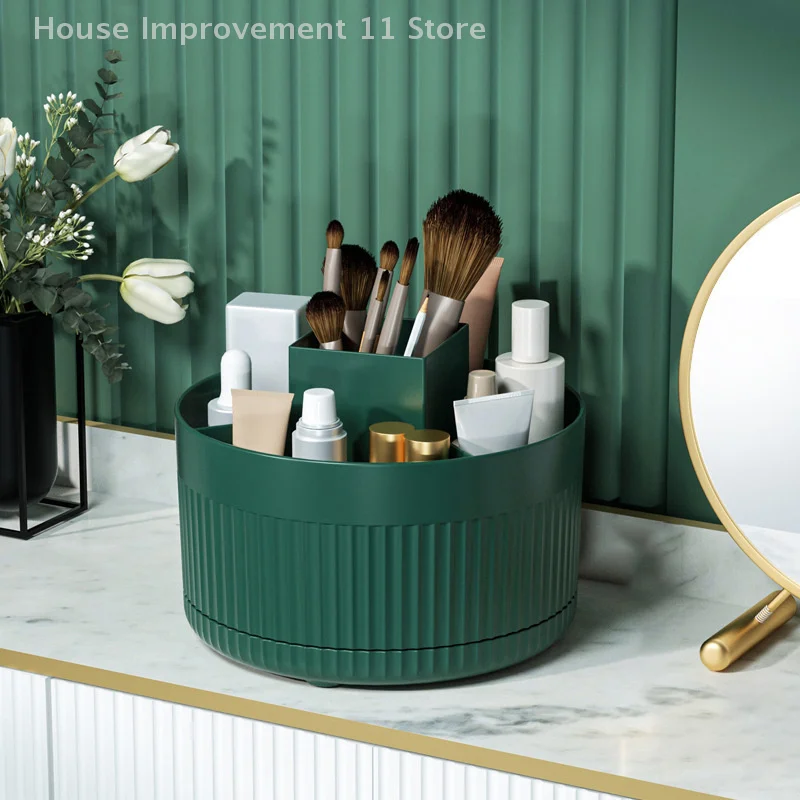 

360 Rotating Makeup Desktop Cosmetic Storage Box Organizer Large Capacity For Bathroom Portable Lipstick Makeup Brush Pen Holder