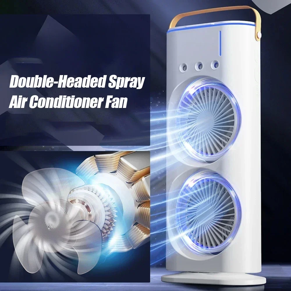 Xiaomi Double-Headed Spray Air Conditioner Fan 3 Speeds Rechargeable USB Desk Air Cooler Night Light Remote For Office Home New