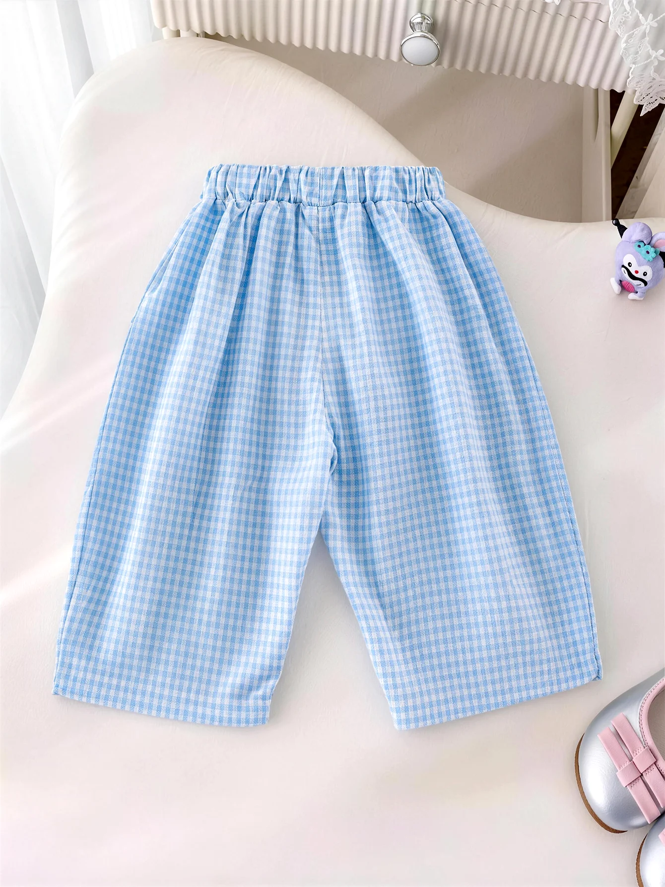 Baby Casual Pants-2026 New Spring Style for Boys and Girls. Fashionable Korean-Style Checkered Straight-Leg Pants