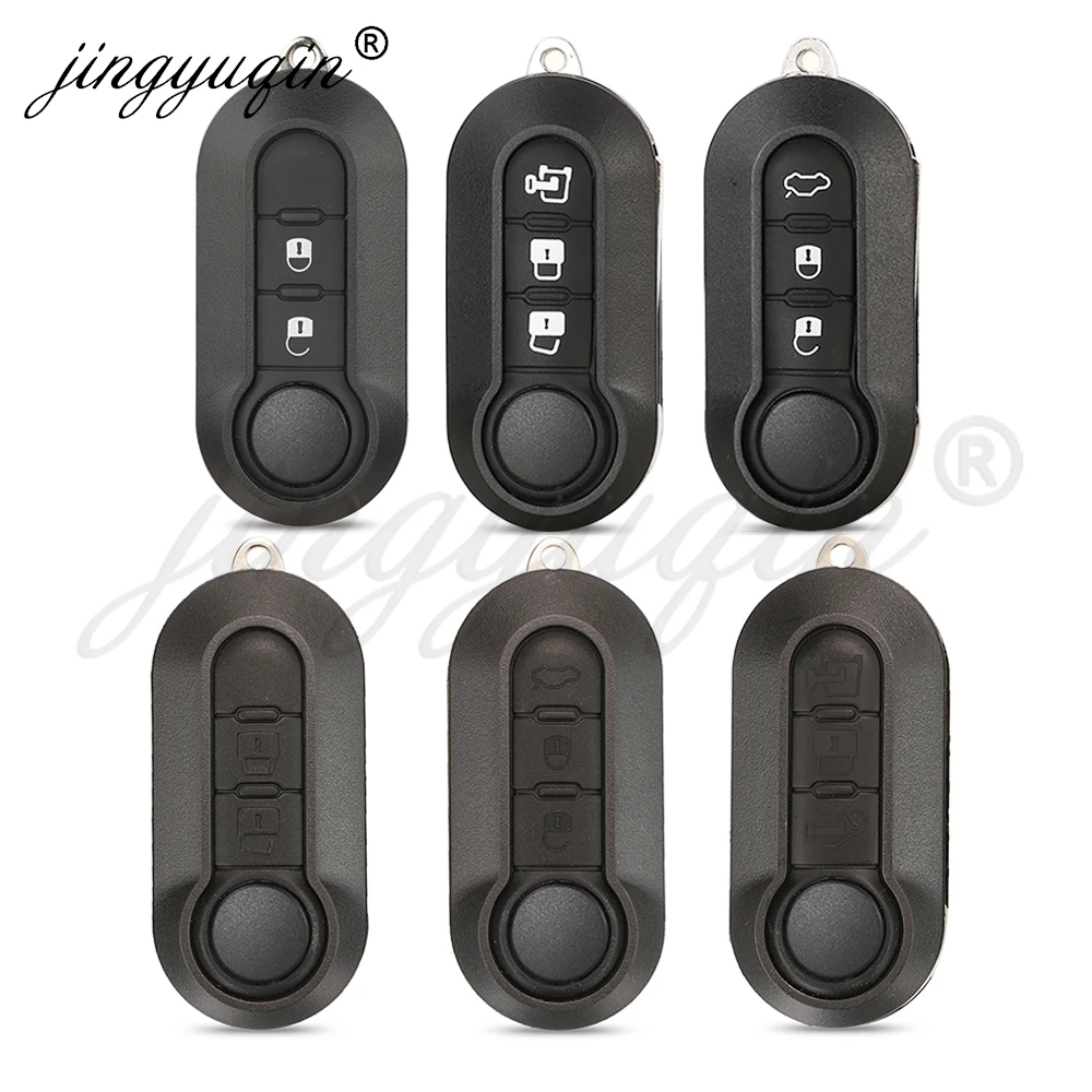 

jingyuqin 2/3BTN Remote Car key Shell Case For Fiat 500 Panda Punto Bravo Ducato Peugeot Boxer Citroen Jumper Auto Uncut Blade