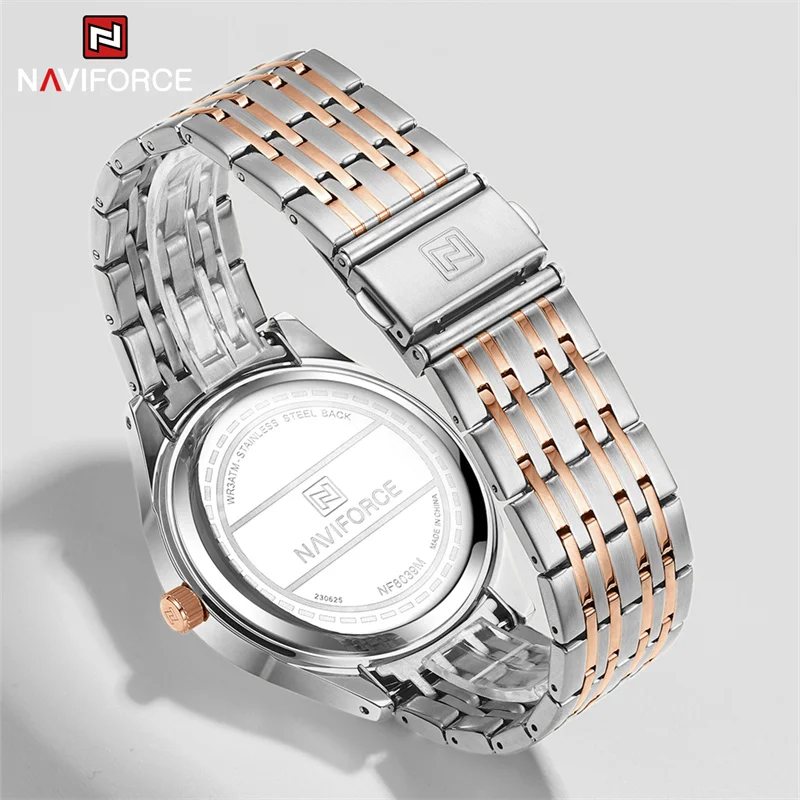 NAVIFORCE-Montres à Quartz pour Couple, Bracelet en Acier Inoxydable, Montre-Bracelet Shoous Business, Horloge Étanche Homme et Femme, Mode