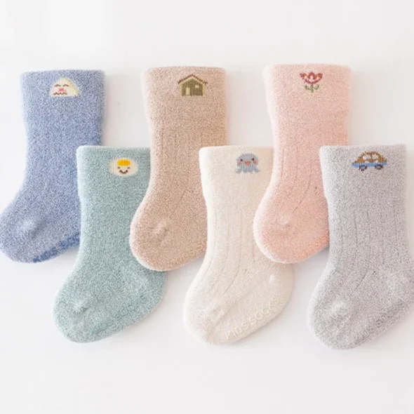 Kids Socks for 0-3 Years Autumn and Winter Thickened Warm Baby Socks Anti-slip Baby Floor Socks Cartoon Newborn Items