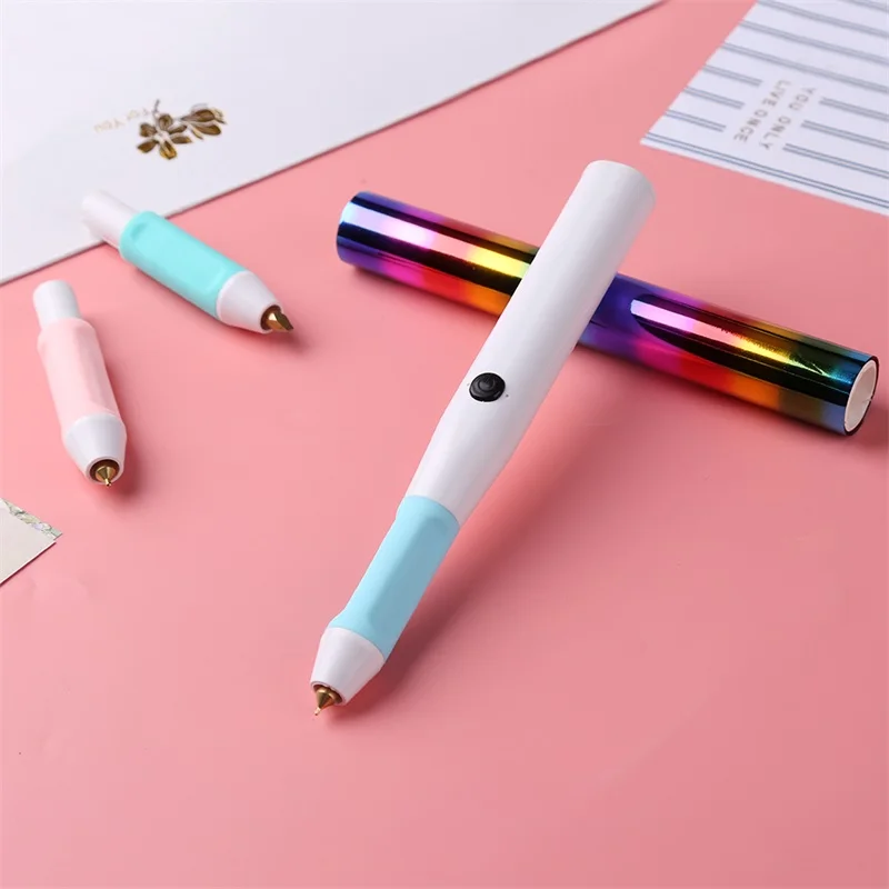 All-in-one Kit Hot Foil Pen with Colorful Heat-activated Foil USB Heat-resistant Grip DIY Shining Handwritten Interchange Tips