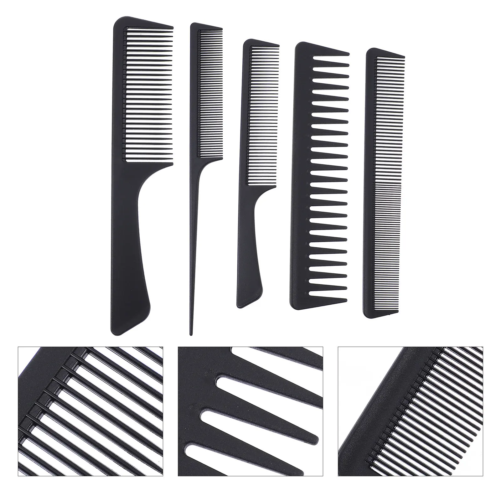 

5Pcs Carbon Fiber Hair Comb Set Fine Wide Tooth Rat Tail Styling Comb Portable Salon Barber Hairdressing Tool Hair Brush