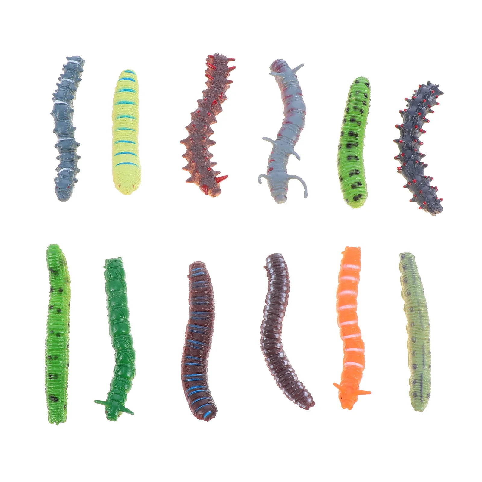 12 pcs Simulation Caterpillar Fake Crawling Insects Realistic Prank For Halloween Party Gag Gift Joke Trick Fun Scare Game